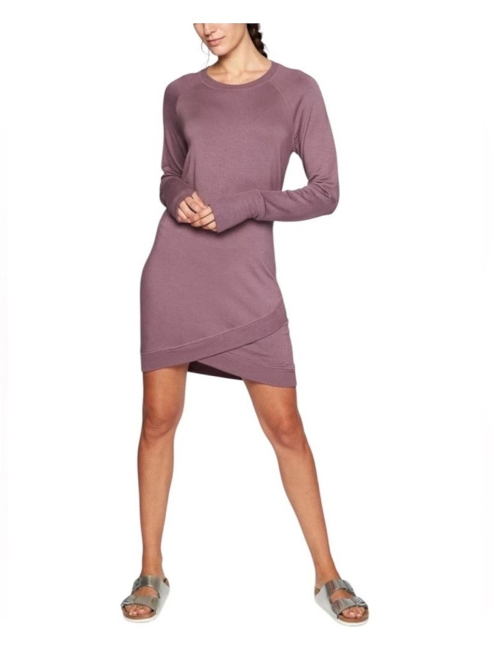 Athleta Criss Cross Sweatshirt oversized plum Dress XXS 178